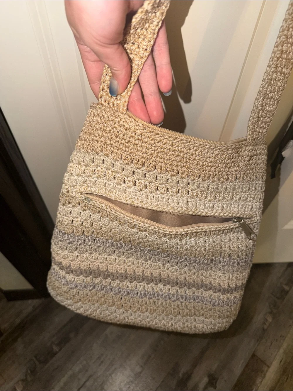 The Sak - Neutral Striped Crochet Tote Bag - Beige